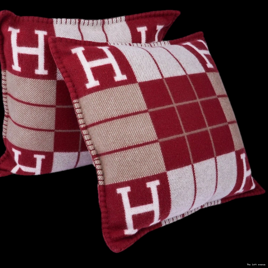 HERMES WOOL PILLOW THROW STRIPE 0801